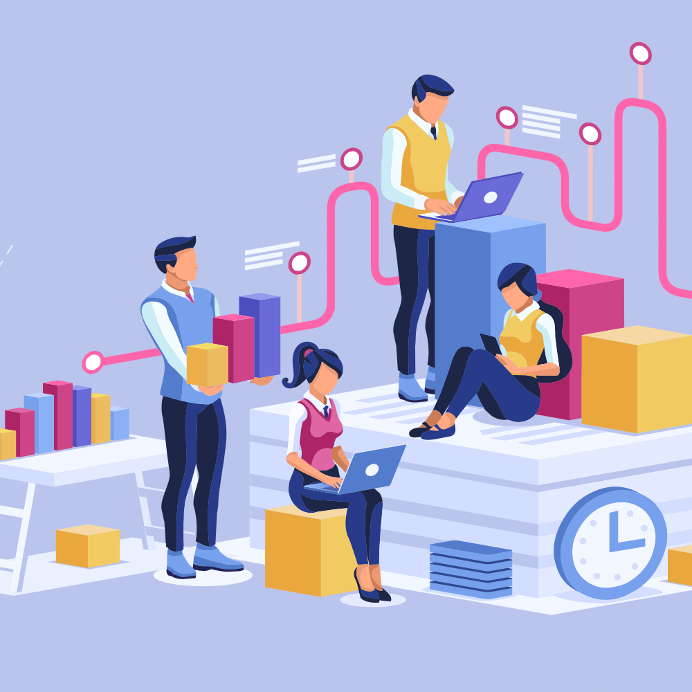 workshop illustration of people working in an office environment